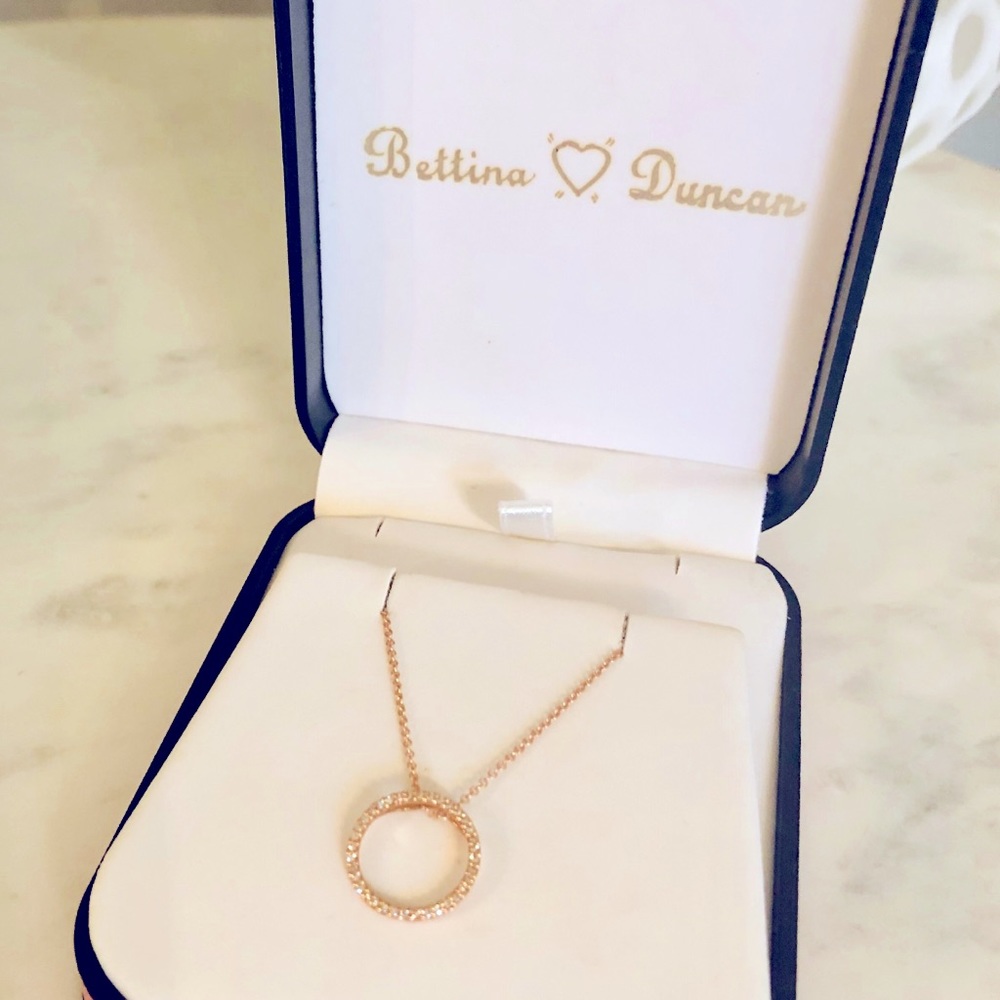 Bettina Duncan rose gold diamond circle necklace